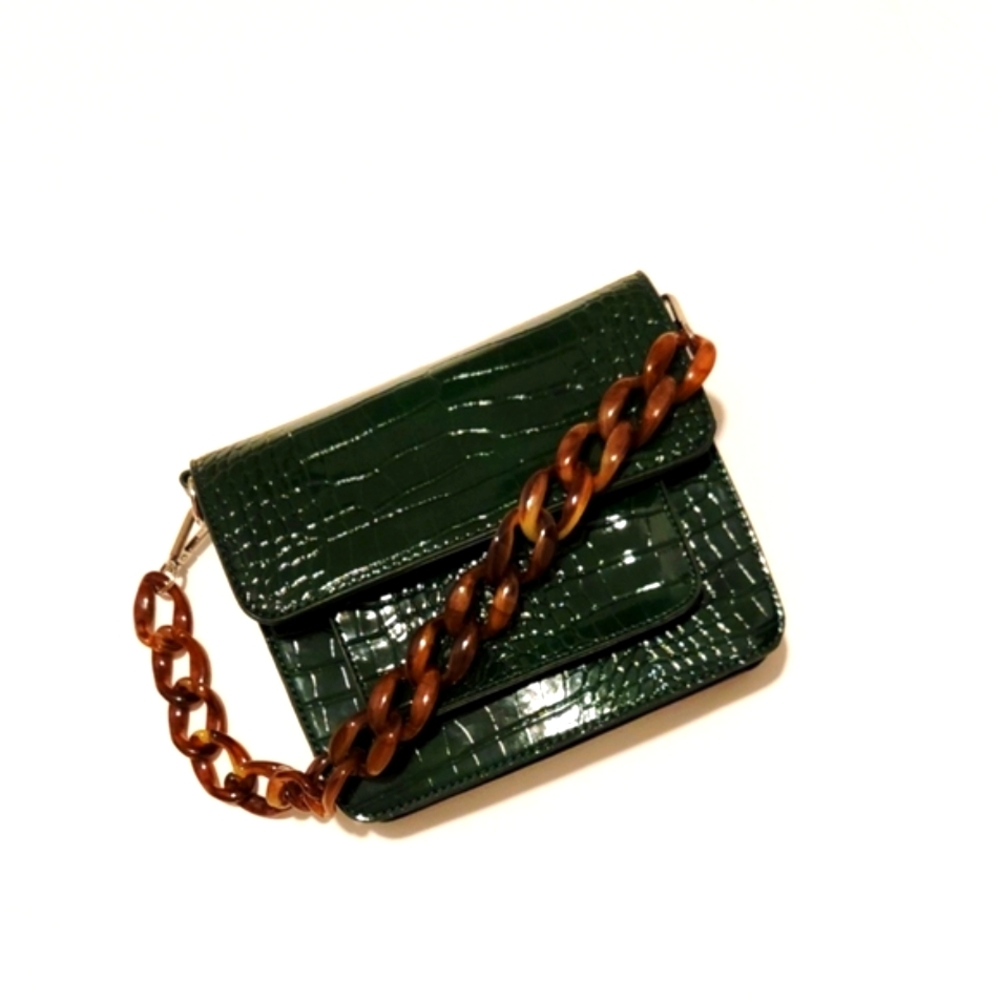 Croc Embossed Handbag With Shoulder Strap